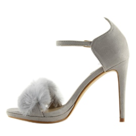 Graue Sandalen auf einem grauen L6120 Grauer hoher Absatz 2