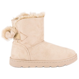 Beige Schneestiefel für Damen 1