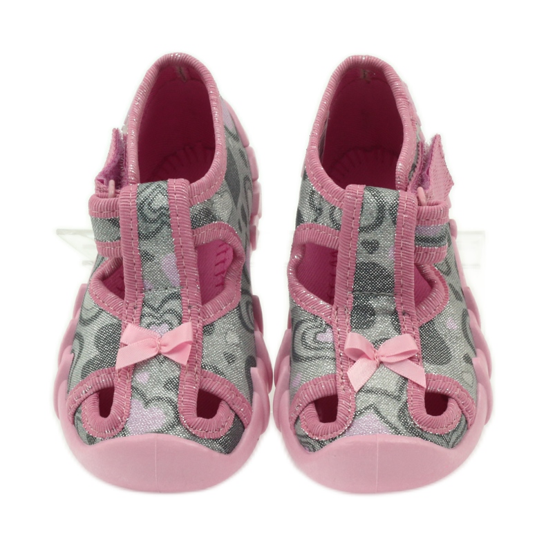 Befado 190P084 Hausschuhe glänzender Faden grau rosa 4