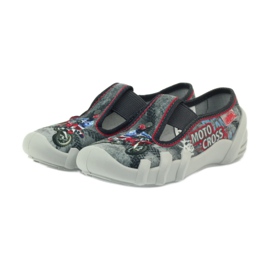 Befado Kinderschuhe Hausschuhe 290x166 grau rot 3