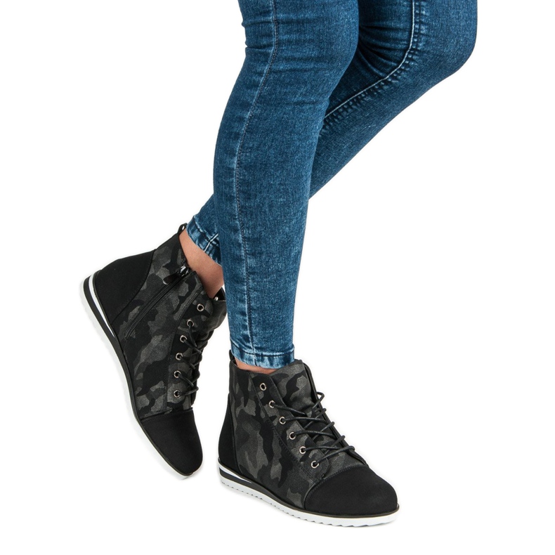 Vinceza Camo-Turnschuhe über dem Knöchel schwarz 1