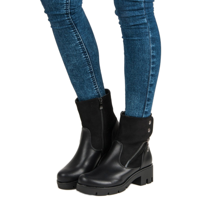 Filippo Bequeme Stiefel mit Protektor schwarz 1