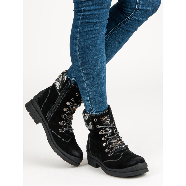 Filippo Gebundene Stiefeletten aus Leder schwarz 1