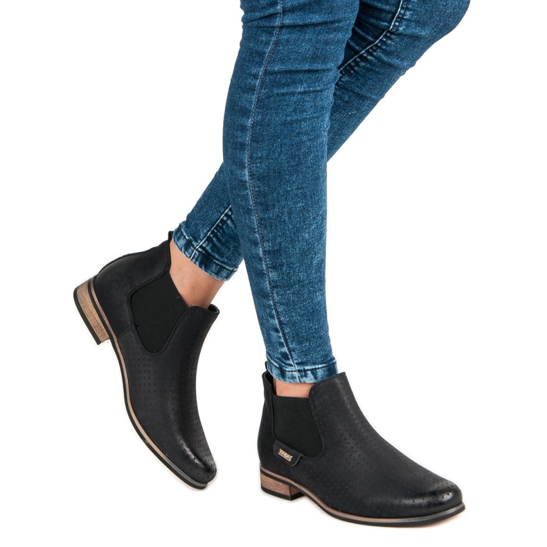 Filippo Schwarze Stiefel mit durchbrochener Arbeit 1