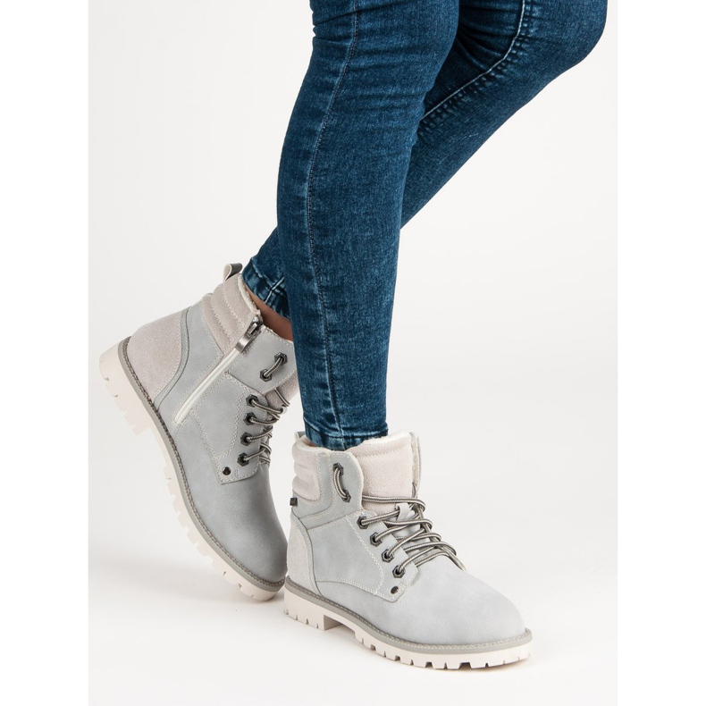 Filippo Stilvolle Stiefel mit Schaffellmantel grau 2