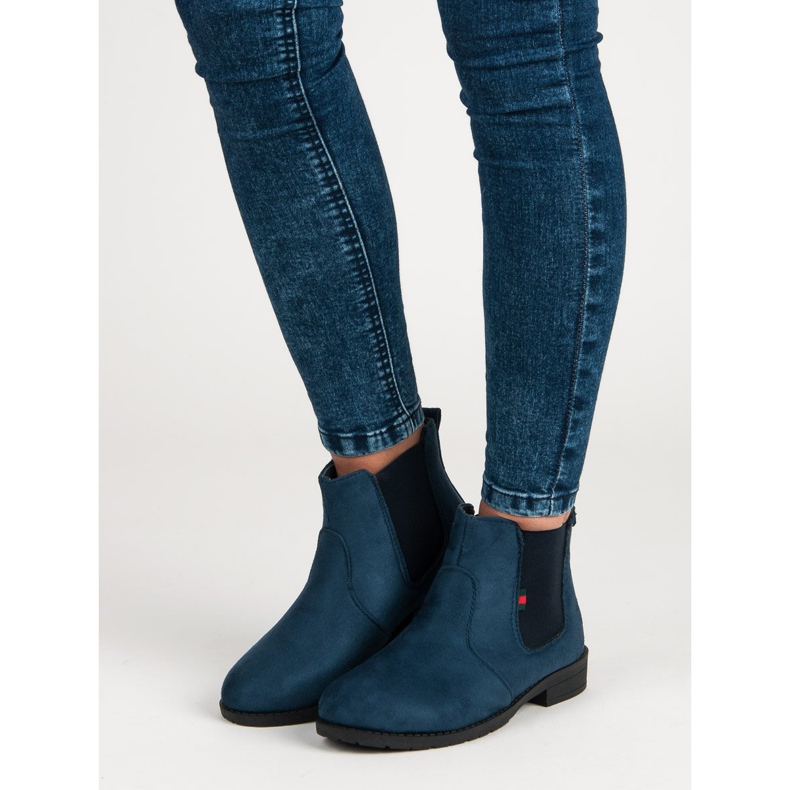 Lady Fashion Ankle Boots aus Wildleder zum Hineinschlüpfen blau 1