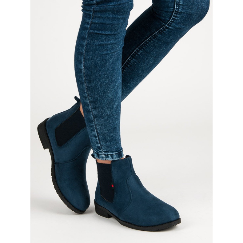 Lady Fashion Ankle Boots aus Wildleder zum Hineinschlüpfen blau 2