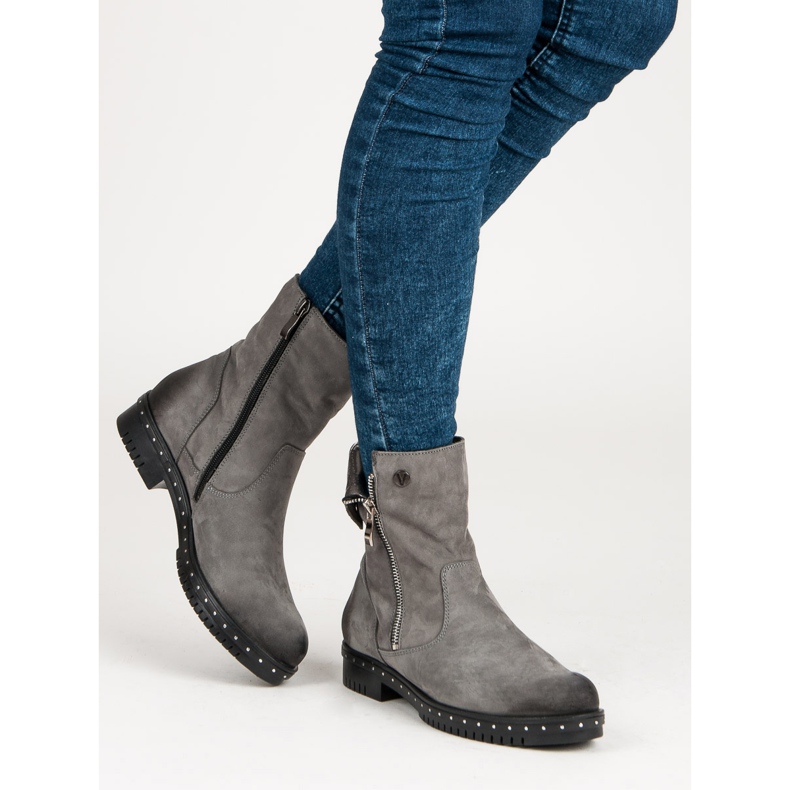 Graue VINCEZA-Stiefel aus Leder 2