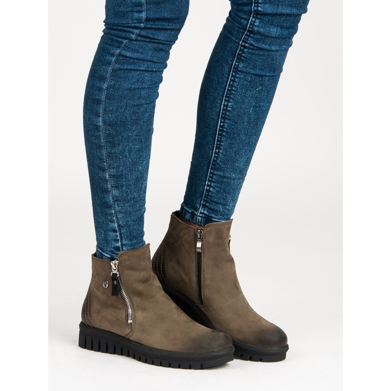 Niedrige Stiefel auf dem VINCEZA-Reißverschluss grün 1