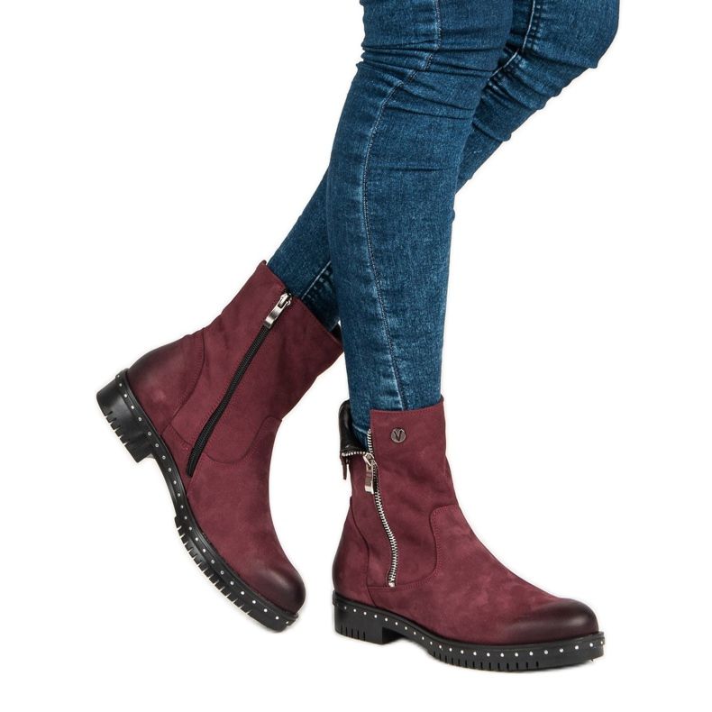 Bordeauxrote Lederstiefel von VINCEZA 2