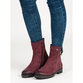 Bordeauxrote Lederstiefel von VINCEZA 1