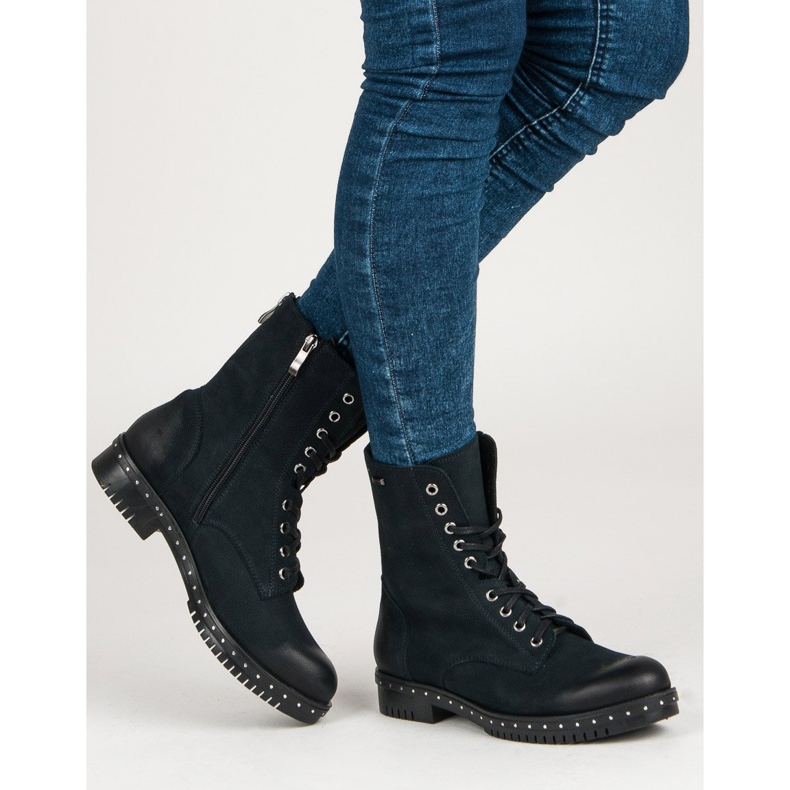 Marineblaue Lederarbeiter von VINCEZA 2