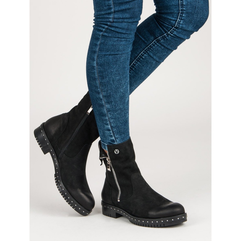 Schwarze VINCEZA-Stiefel aus Leder 2