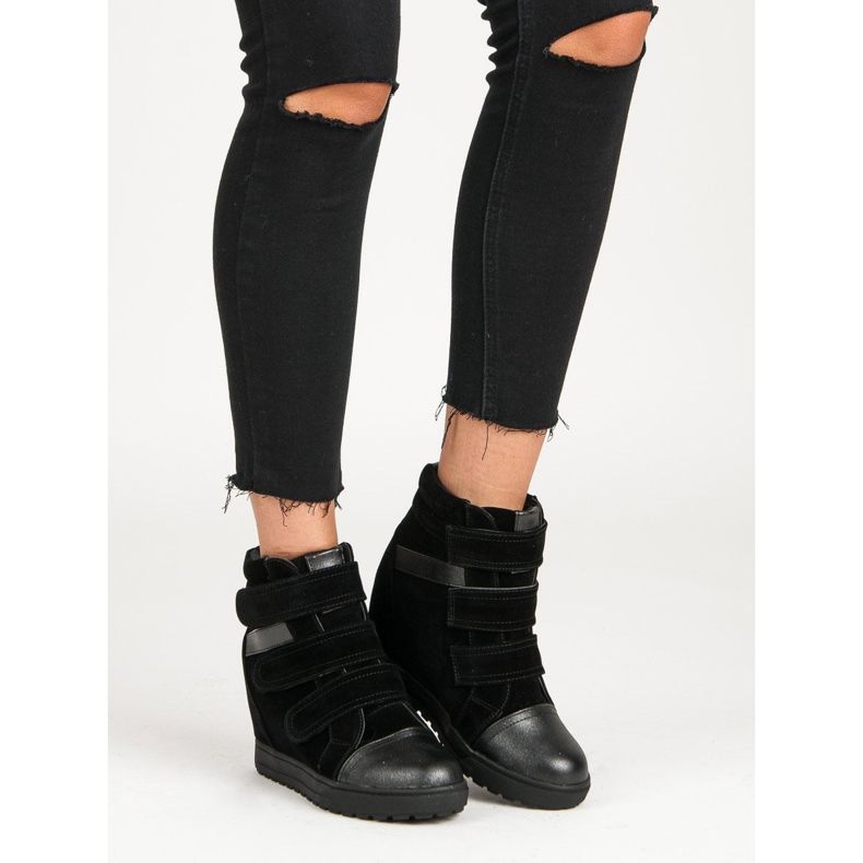 J. Star Schwarze Turnschuhe mit Klettverschluss 1