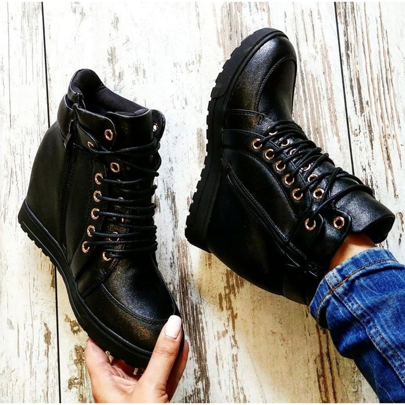 J. Star Stylisch gebundene Turnschuhe schwarz 1