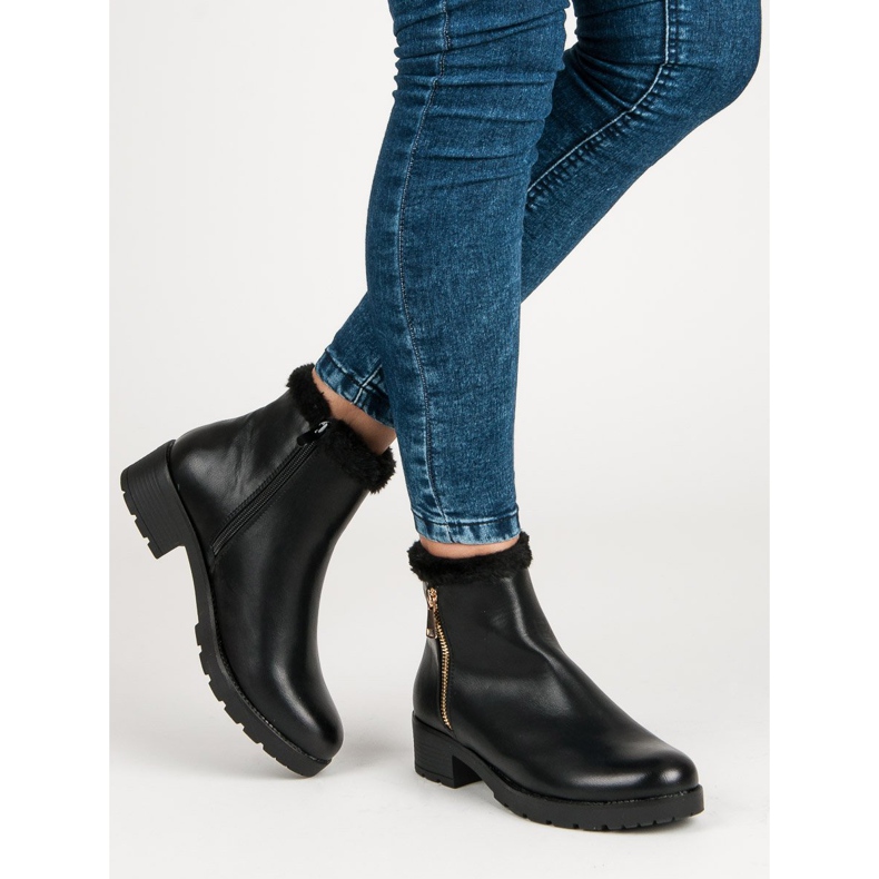 J. Star Modische Stiefel mit Fell schwarz 2