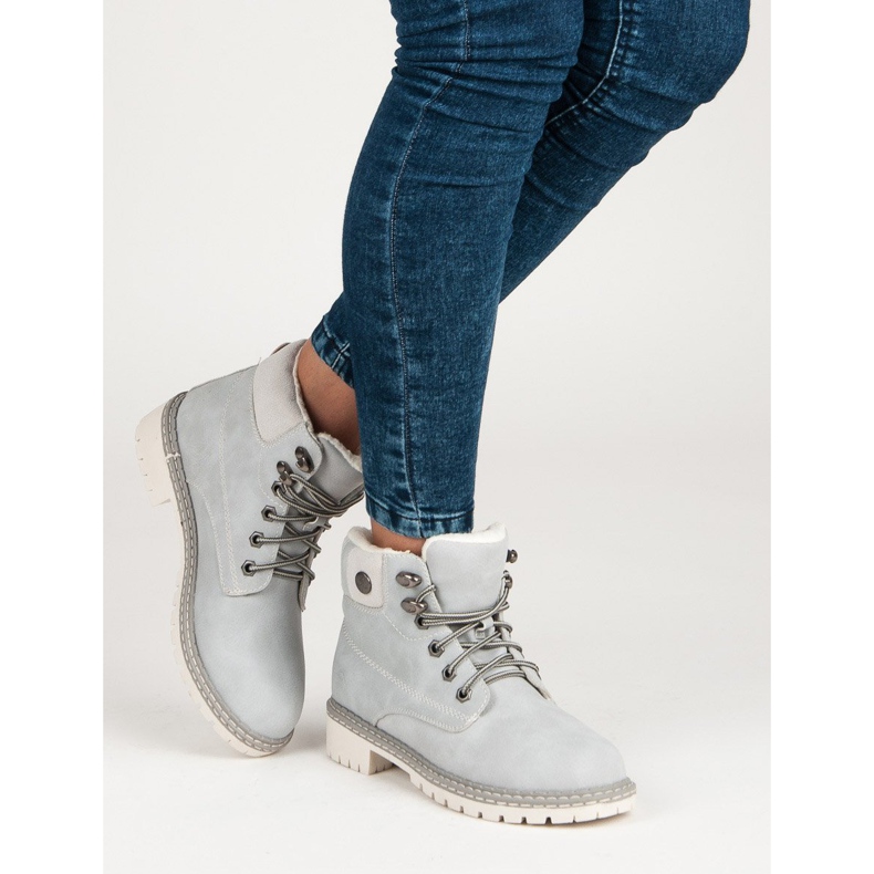 Filippo Graue Stiefel mit einem Schaffellmantel 2