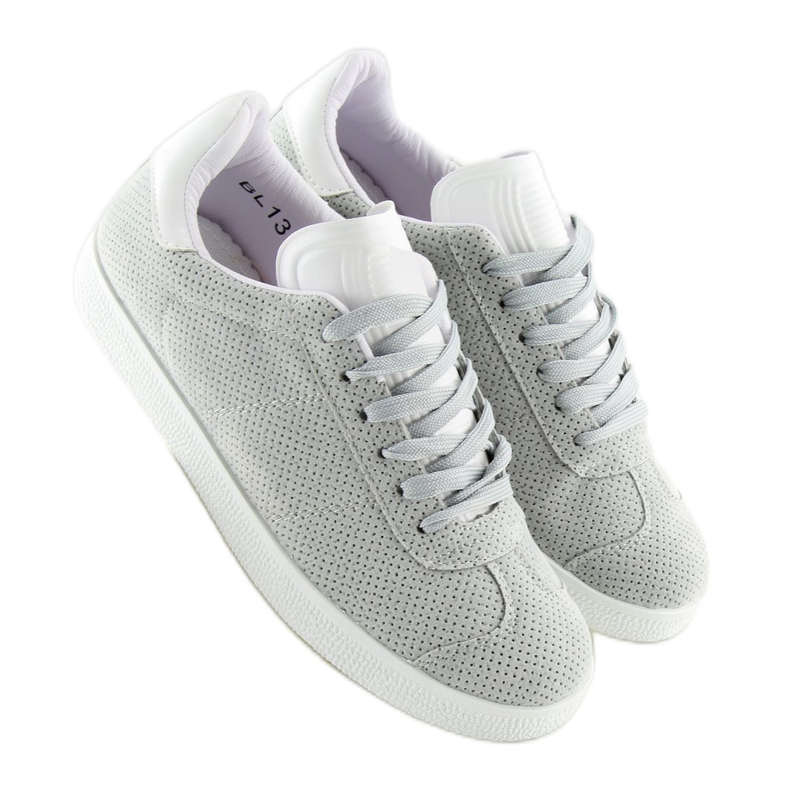 Graue und weiße Damenturnschuhe BL131P GRAU / WEISS 2