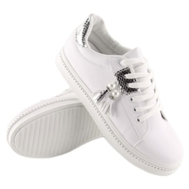 Weiße und silberne Damensneaker 88038 WHITE / SILVER 2