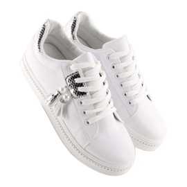Weiße und silberne Damensneaker 88038 WHITE / SILVER 1