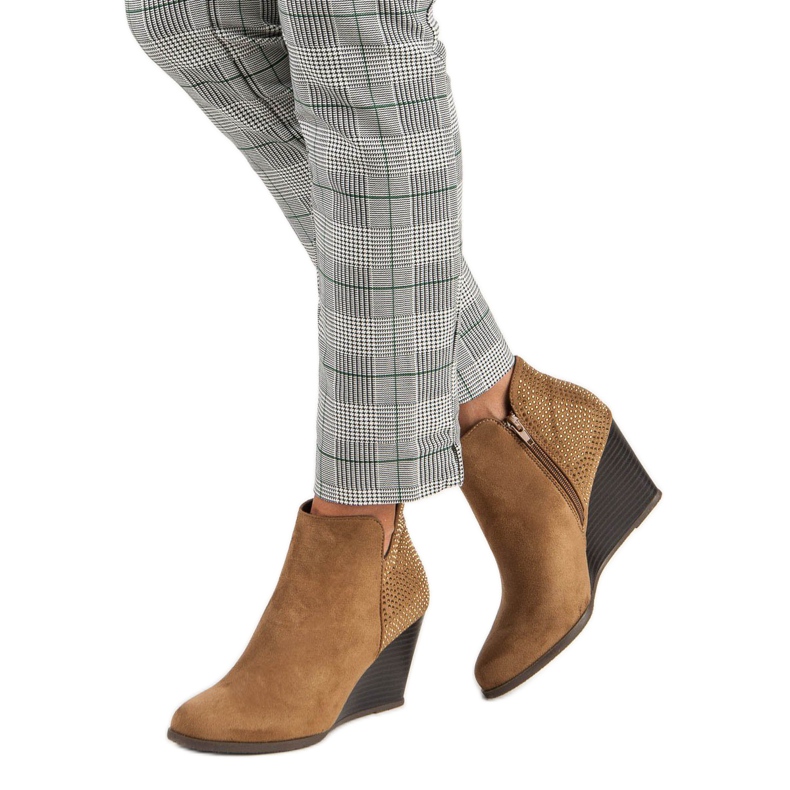 Corina Elegante Keilstiefel braun 1