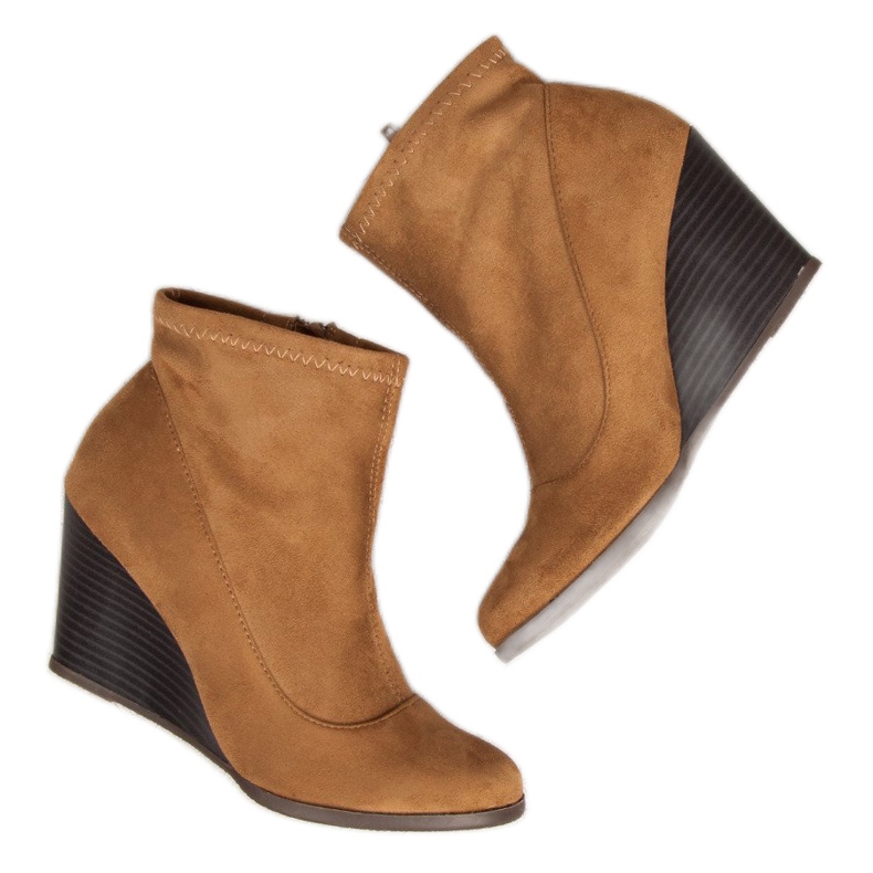 Corina Ankle Boots aus Wildleder mit Keilabsatz braun 1