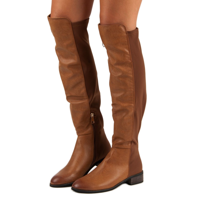 Corina Braune Stiefel über dem Knie 1