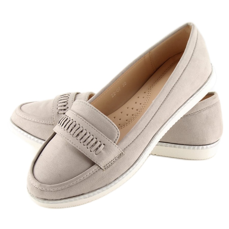 Graue Loafer für Damen 22-07 Grau 1