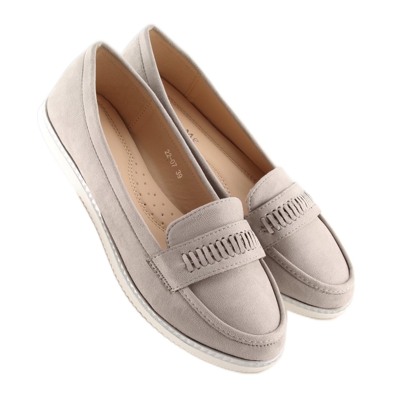 Graue Loafer für Damen 22-07 Grau 2