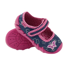 Befado Kinderschuhe 109p164 Hausschuhe grau rosa marineblau 5