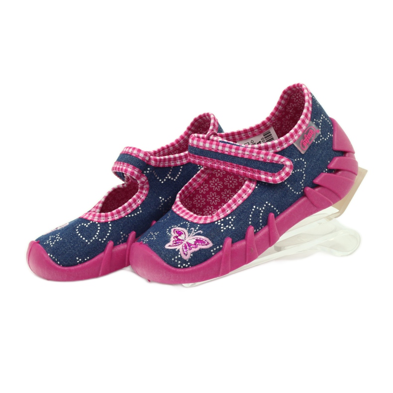 Befado Kinderschuhe 109p164 Hausschuhe grau rosa navy blau 4