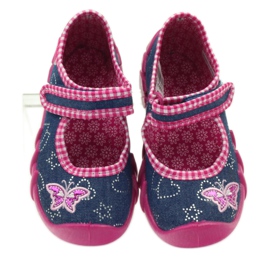 Befado Kinderschuhe 109p164 Hausschuhe grau rosa marineblau 3