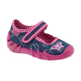 Befado Kinderschuhe 109p164 Hausschuhe grau rosa marineblau 1