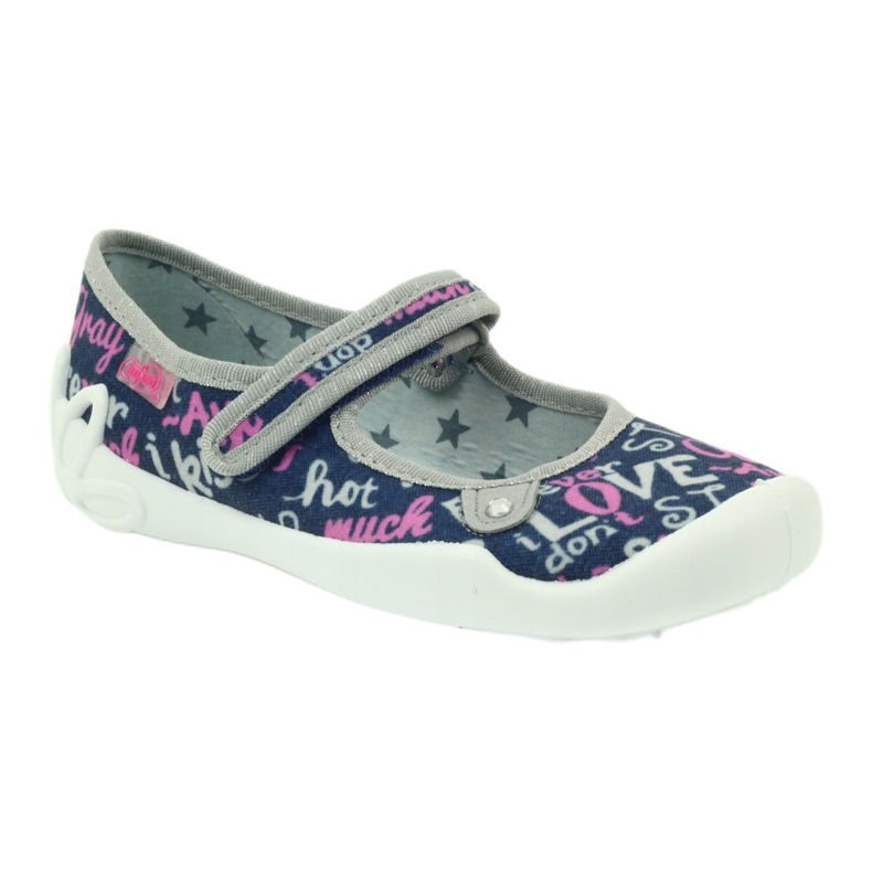 Befado Kinderschuhe Ballerina Hausschuhe 114y311 marineblau rosa grau 1