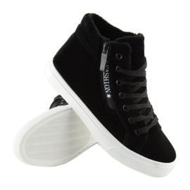 Schwarze warme Knöchel-Sneaker W-3072 Black 1