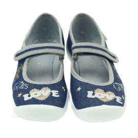 Befado Kinderschuhe Ballerinas Hausschuhe 114y313 marineblau grau 3