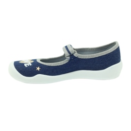 Befado Kinderschuhe Ballerinas Hausschuhe 114y313 marineblau grau 2