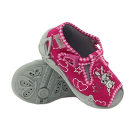 Befado Kinderschuhe 213p105 Hausschuhe grau rosa 3