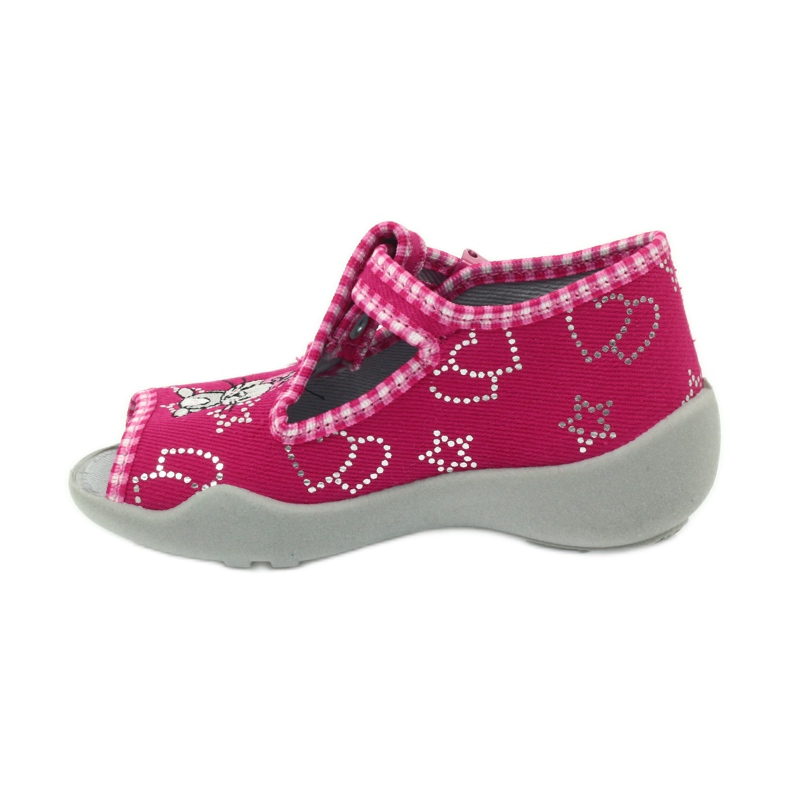 Befado Kinderschuhe 213p105 Hausschuhe grau rosa 2