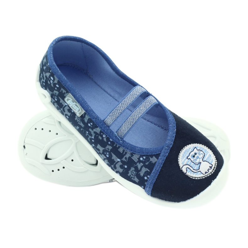 Befado Kinderschuhe Ballerinas Hausschuhe 116x241 blau marineblau 3