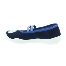 Befado Kinderschuhe Ballerinas Hausschuhe 116x241 blau marineblau 2