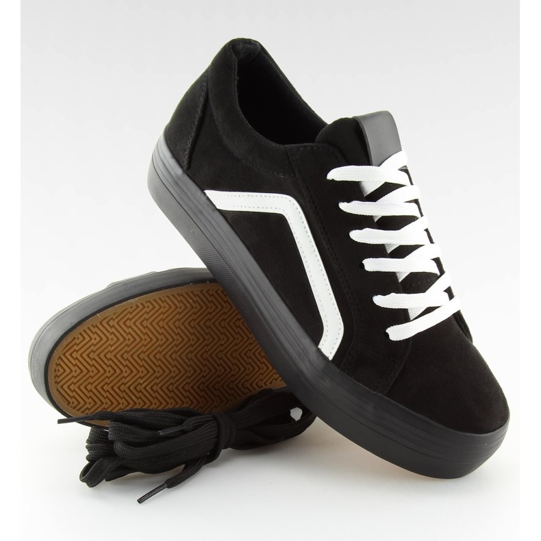 Schwarze Sneakers mit hohen Sohlen B318-16 Black weiß 2