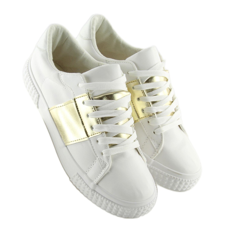 Weiß-goldene Damen-Sneaker M896 WEISS / GOLD gelb 1