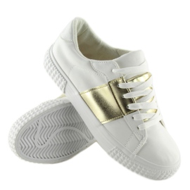 Weiß-goldene Damen-Sneaker M896 WEISS / GOLD gelb 2