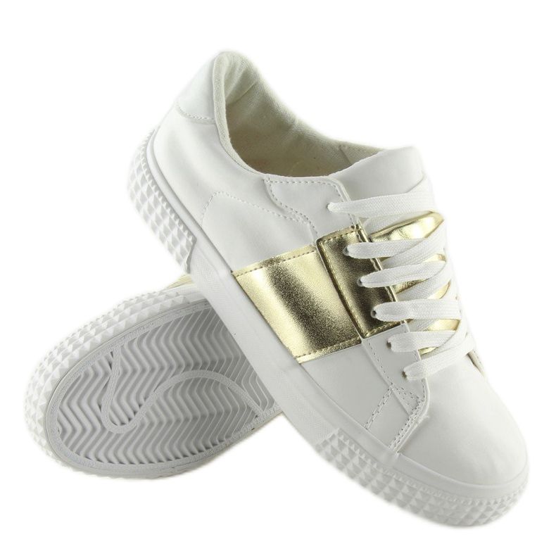 Weiß-goldene Damen-Sneaker M896 WEISS / GOLD gelb 2