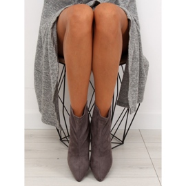 Graue F183 Graue Stiefel an einer Ferse 1