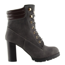 Grau Timber Stiefel High Heels S89 Grau 1