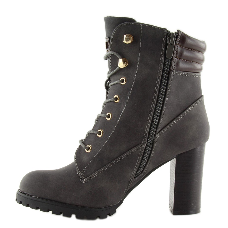 Grau Timber Stiefel High Heels S89 Grau 2
