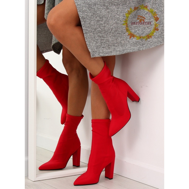 Rote Stiefel aus Neopren mit hohen Absätzen NS028P 1