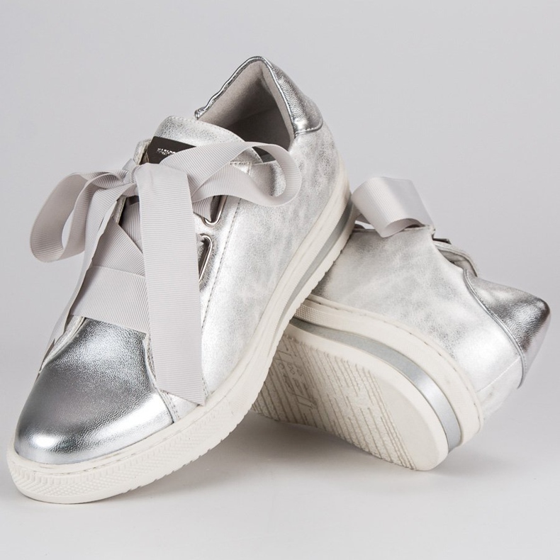 Filippo Silberne gebundene Schuhe grau 2